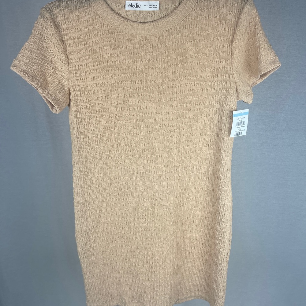Elodie Textured Short Sleeve Dress in Sand size large NWT - Picture 4 of 6